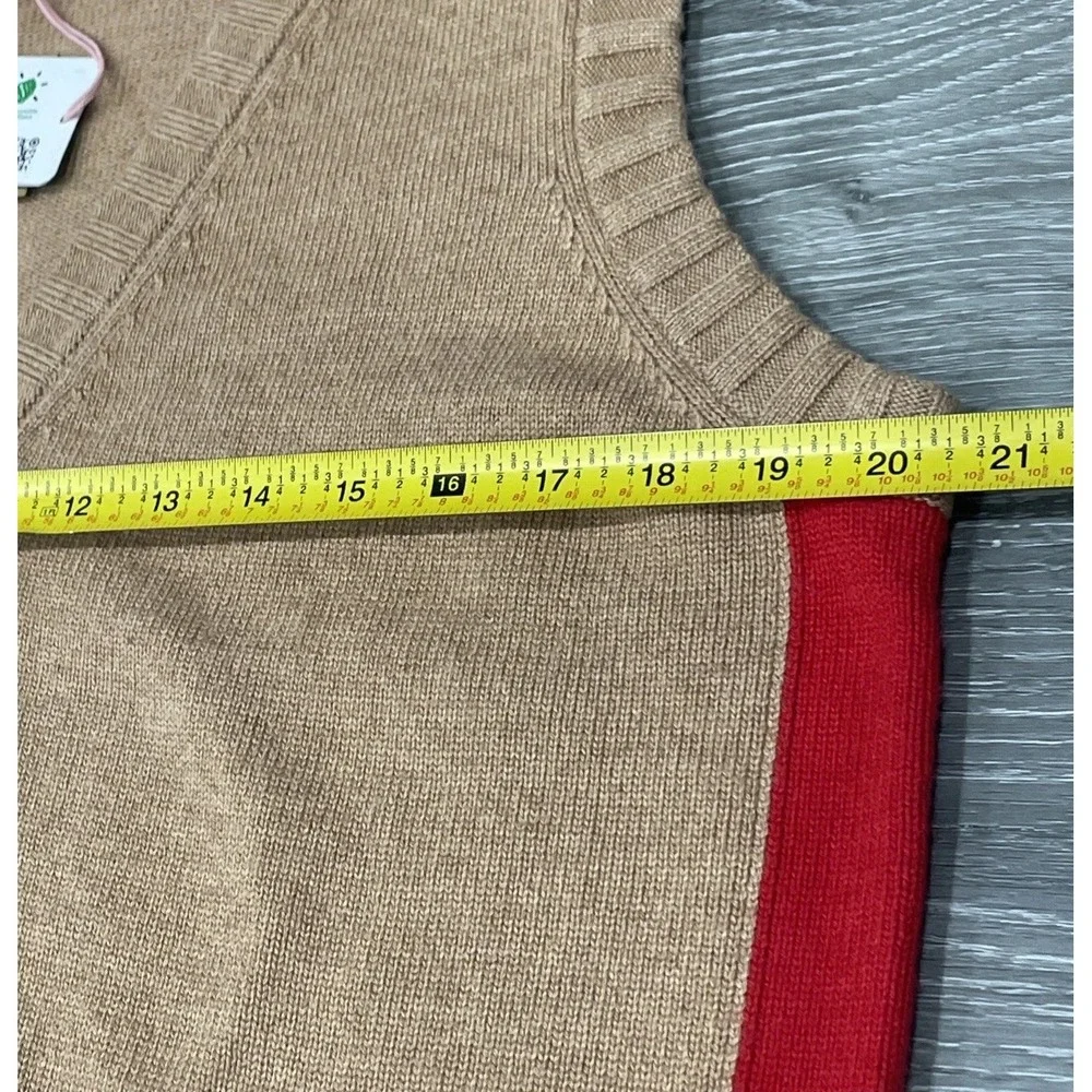 Boden Camel and Red Sleeveless Button Front Sweater Vest - Picture 8 of 11